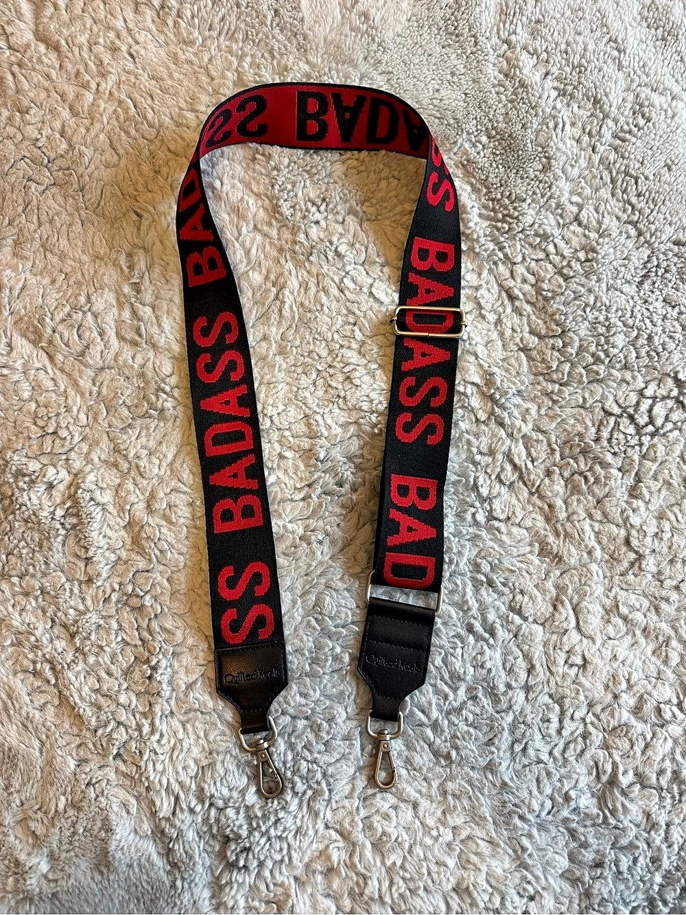 Quilted Koala Black & Red Bag Strap Like New